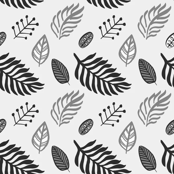 Elle çizilmiş sonbahar yaprakları Dikişsiz desen gri renklerde V.2