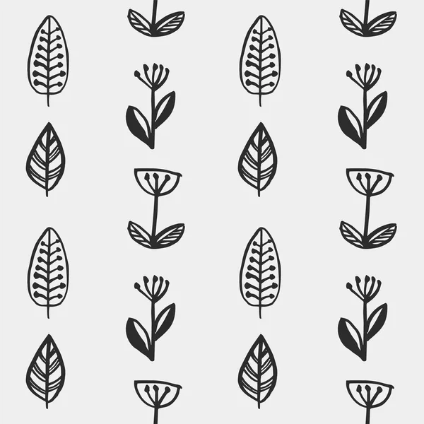 Elle çizilmiş sonbahar yaprakları Dikişsiz desen gri renklerde V.6