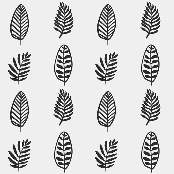 Elle çizilmiş sonbahar yaprakları Dikişsiz desen gri renklerde V.5