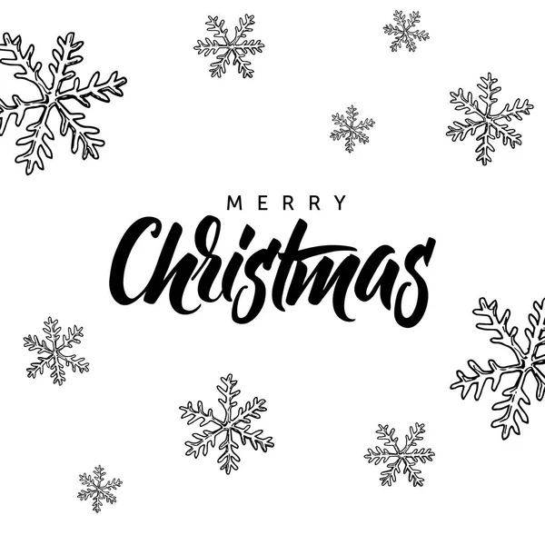 Mutlu Noeller! Yazılı yazı el ve el çekilmiş Noel doodle