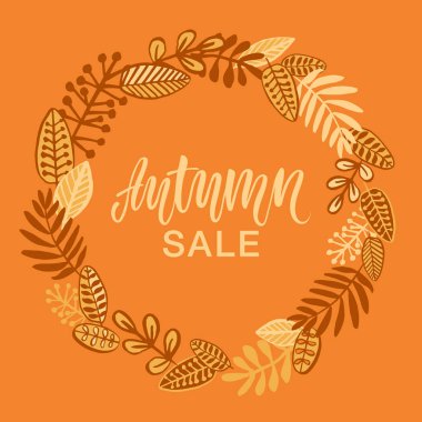 Sonbahar satış temlate. Modern hat ve düşen yaprakları.