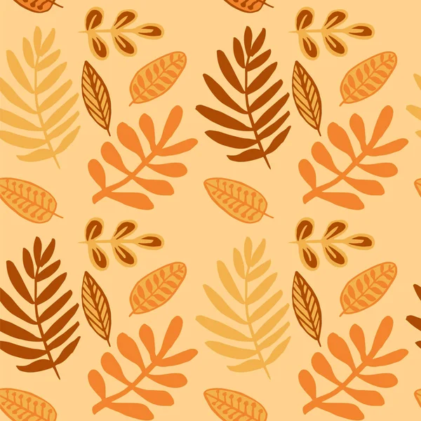 Простые листья осенью бесшовные в оранжевые тона Vol.7 — стоковый вектор