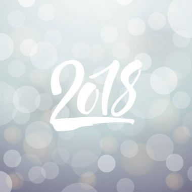 Parlak gümüş yeni yıl kartı elle çizilmiş ile 2018 yazı