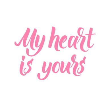 Kalbim senindir! El Sevgililer günü tasarımlar için kaligrafi ifade yazılı.