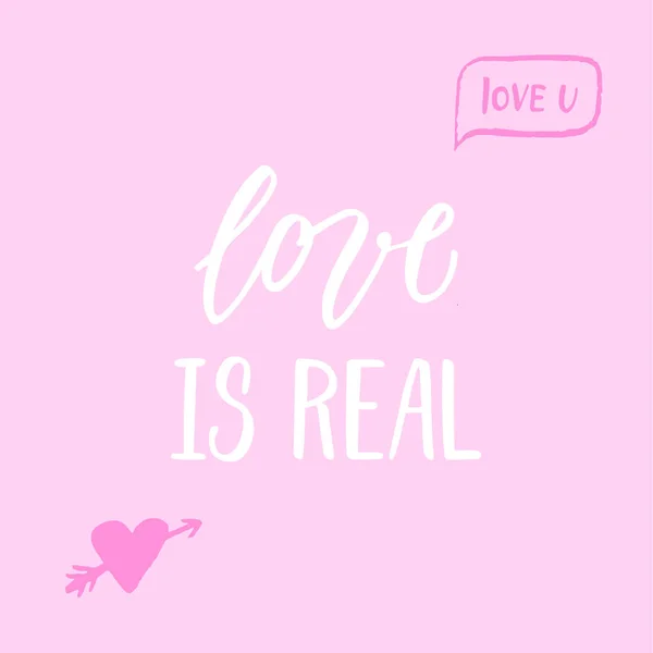 Amor Real Frase Caligrafía Moderna Garabato Romántico Dibujado Mano — Vector de stock