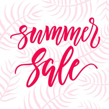 Modern hat ve palm ile yaz satış banner arka plan üzerinde bırakır.