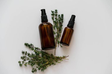 Doğal tıp dairesi, cam şişeler ve taze otlarla bembeyaz yatıyordu..