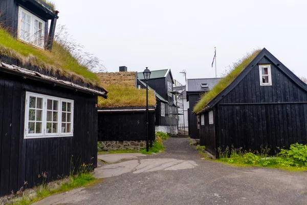 Domy Trawy Starej Dzielnicy Torshavn Skandynawski Martwa Natura Zdjęcie — Zdjęcie stockowe