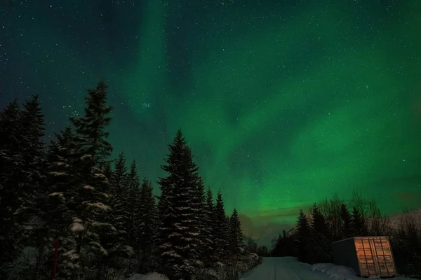 Fotografia Luzes Norte Atirar Norte Noruega Ondas Verdes Azuis Céu — Fotografia de Stock