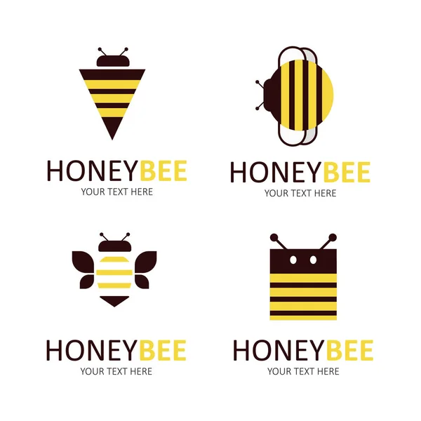 Flache Honig Logos Auf Weißem Hintergrund — Stockfoto
