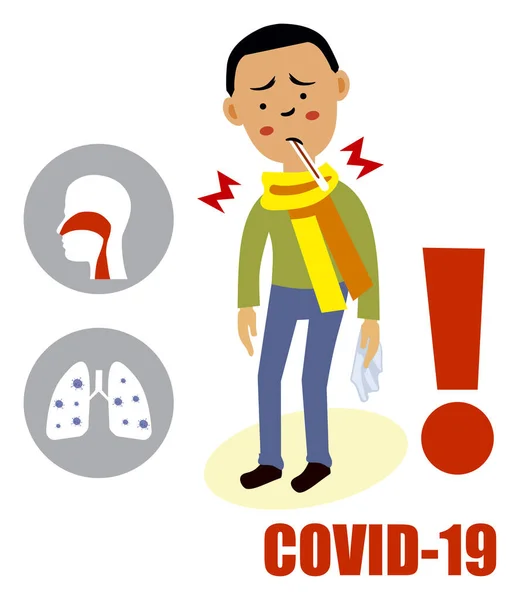 Beyaz arka planda Coronavirus belirtileri, sağlık ve ilaç bilgileri