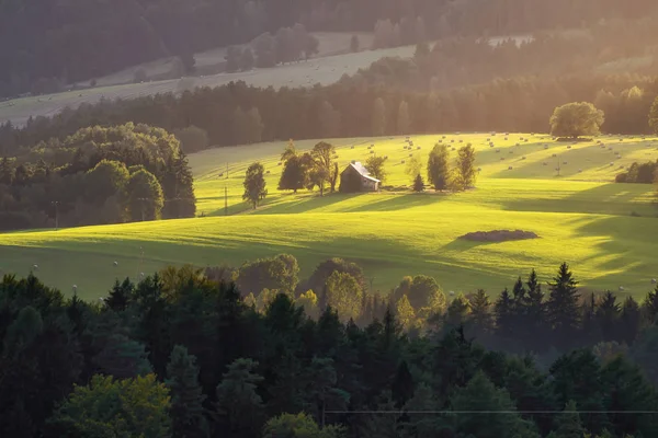 Puesta de sol en la Suiza de Bohemia, República Checa — Foto de Stock