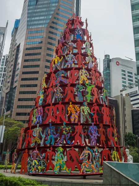 新加坡滨海湾连接商场附近的街道芬莱森绿地的安装势头 — 图库照片