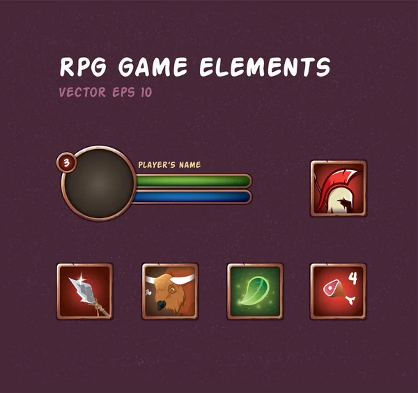 Rpg oyunu için boş çerçeve kümesi. Yetenekli aksiyon barı. Oyun arayüzü ögeleri.