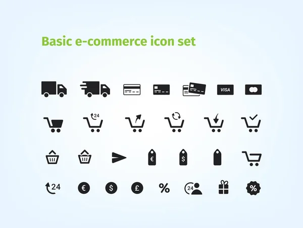 Conjunto Iconos Básicos Comercio Electrónico Los Mejores Iconos Para Tienda — Vector de stock