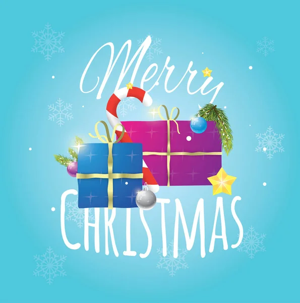 Mavi karlı arka planda noel eşyalarının güzel kompozisyonu.