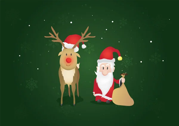 Personagens Natal Papai Noel Com Rudolph — Vetor de Stock