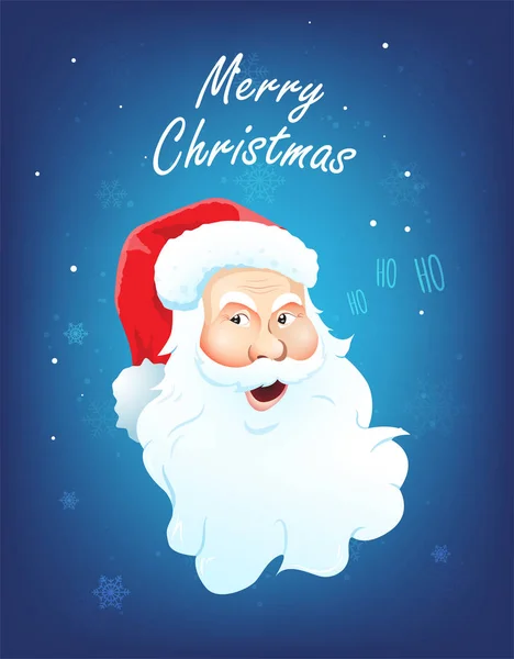 Papai Noel Personagem Fundo Azul Nevado — Vetor de Stock