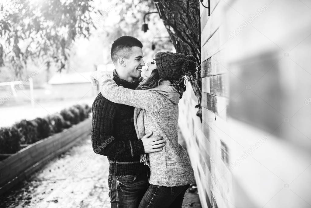 Happy young couple in the park 