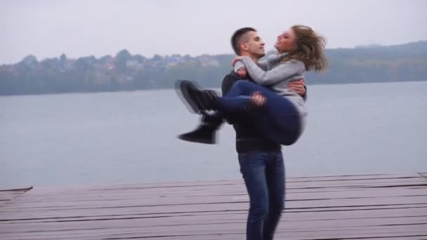 Couple in love outdoor — Stock Video