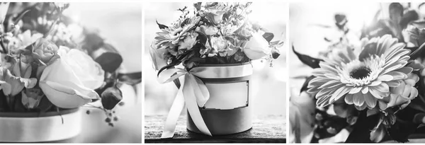 Букети з квітів в коробках — стокове фото