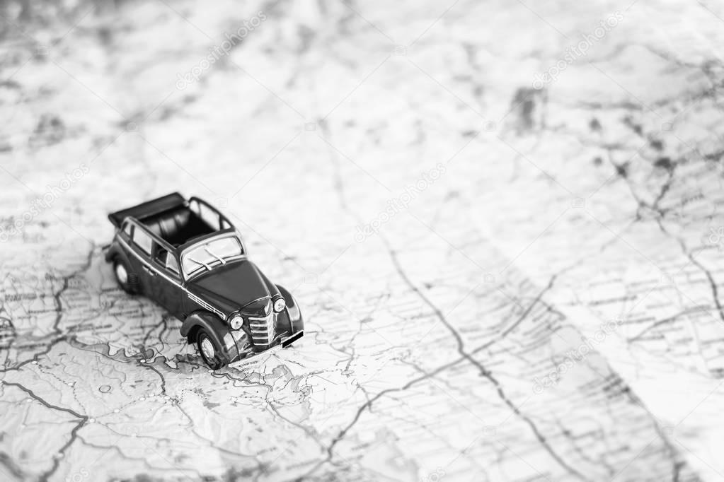 Toy car on the map