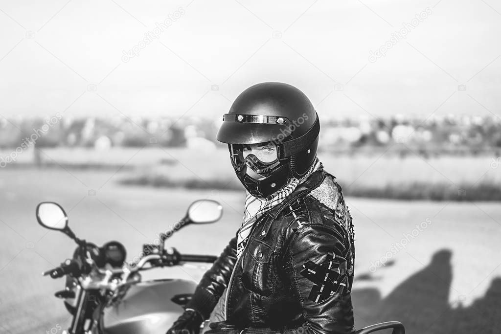 Man on sport motorcycle