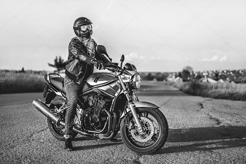 Man on sport motorcycle