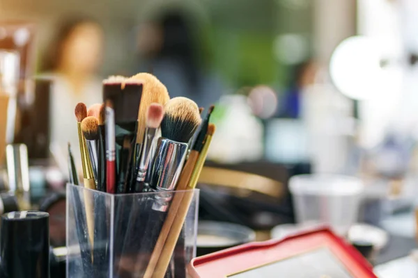 Close View Makeup Brushes Beauty Salon — Stock Photo, Image