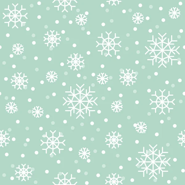 Christmas vector seamless pattern. White snowflakes on a light blue background. — Stock Vector