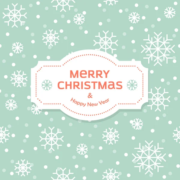 Weihnachtsvektorillustration. Niedliche Grußkarte mit Schneeflocken und Schriftzug auf hellblauem Hintergrund. Weihnachts- und Neujahrskonzept. — Stockvektor