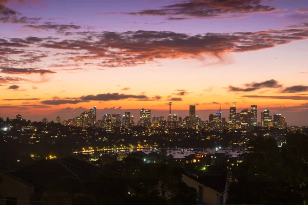 Günbatımında Sydney Merkez Bölgesinin Şehir Manzarası Çekim Dover Heights Tan — Stok fotoğraf