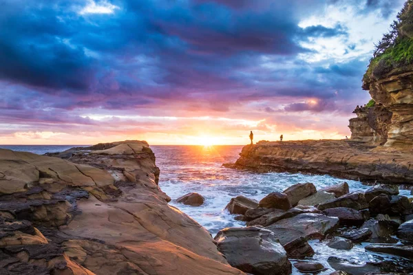 Lång Exponering Soluppgången Stranden Avoca New South Wales Australien Det — Stockfoto