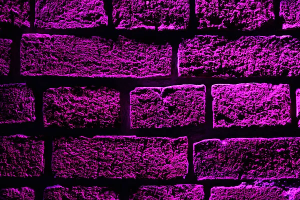 Цегляна стіна неонове освітлення — стокове фото
