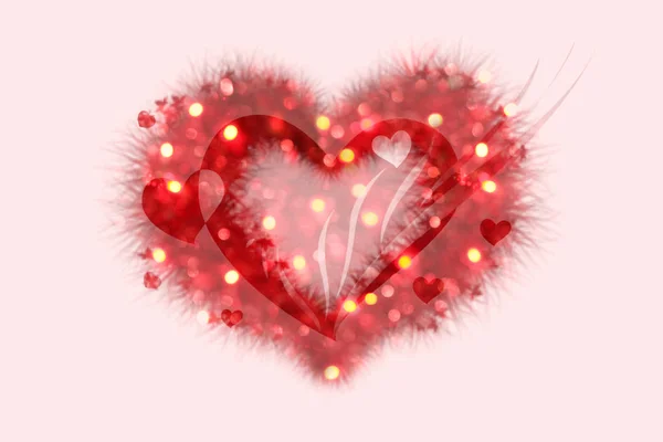 Flauschiges Herz, glücklicher Valentinstag! — Stockfoto
