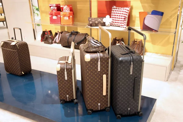 Showcase Trendy Suitcases Bags Luxury Louis Vuitton Store Moscow