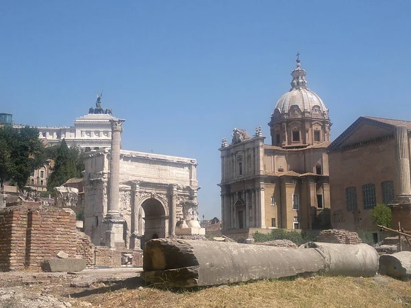 Veduta Del Foro Romano Chiesa Dei Santi Luca Martina Arco — 图库照片