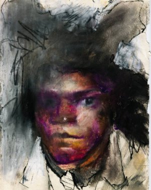 Dark skinned man portrait hand drawn creative illustration