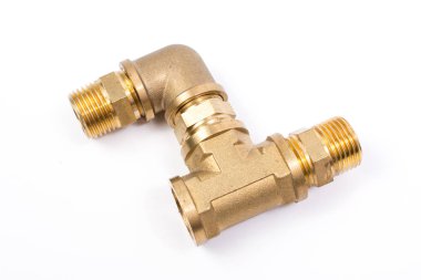 Brass water-pipe isolated on white background clipart