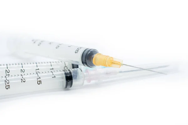 Syringes Used Medical Cosmetic Purposes People Who Sick White Background — 스톡 사진