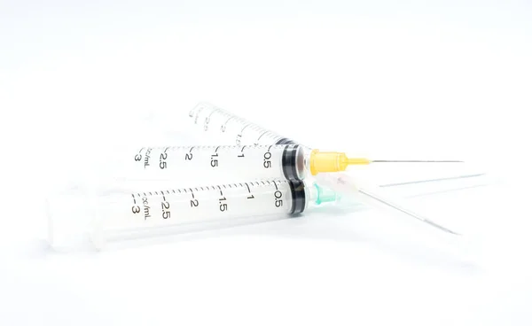 Syringes Used Medical Cosmetic Purposes People Who Sick White Background — 스톡 사진