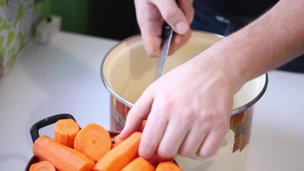 Preparazione di succo di carota . — Video Stock