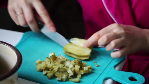 Zeleninový salát. Ruské recepty. Přísady pro vaření — Stock video