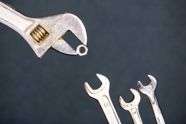 Fındıklı ve anahtarlı ayarlanabilir anahtar. Anne tarafından bir civcivi besleme taklidi.