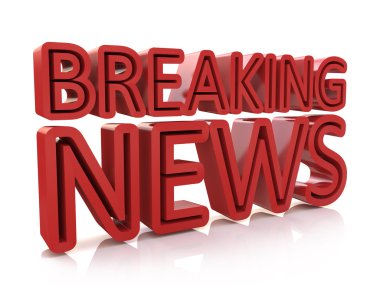 Breaking news 3D text on white background clipart