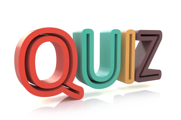 Ordet Quiz i färgade 3D-bokstäver för att illustrera en examen, utvärde — Stockfoto