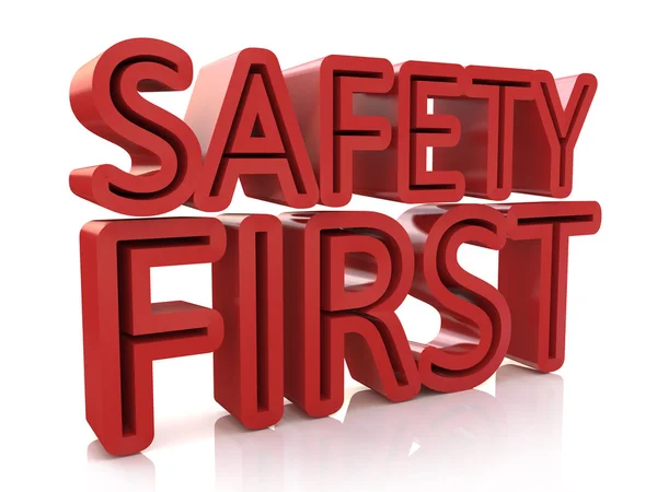 3d Safety First text isolated over white background — Stock Photo, Image