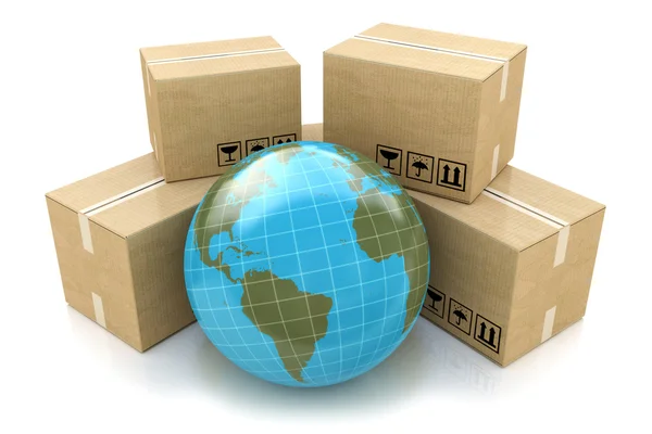 Global logistics, shipping and worldwide delivery business conce — Stock Photo, Image