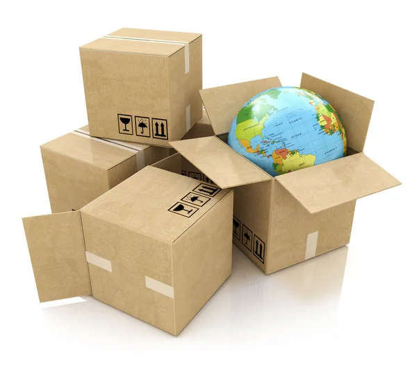 Global logistics, shipping and worldwide delivery business conce — Stock Photo, Image