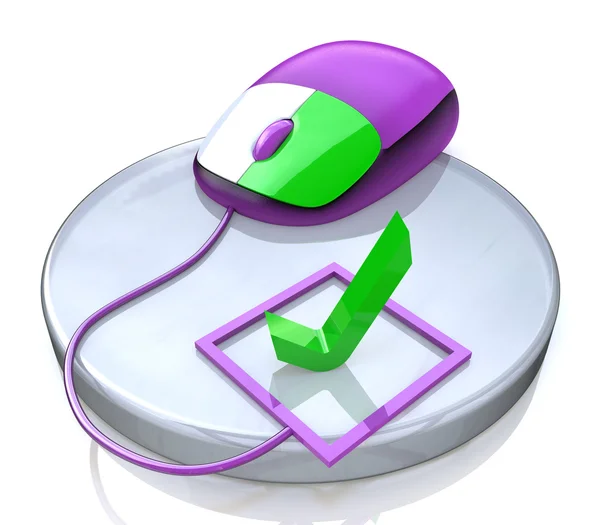 Computer mouse and check mark — Stock Photo, Image